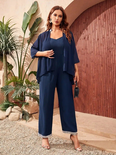 Vestido Entero Palazzo Jumpsuit Talla Grande 2 Piezas Vg 206