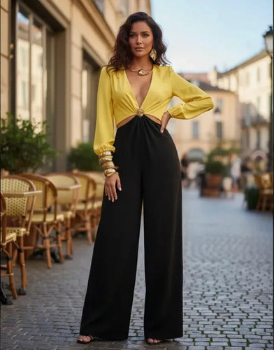 Entero Jumpsuit Mono Escote V Pierna Ancha El 152