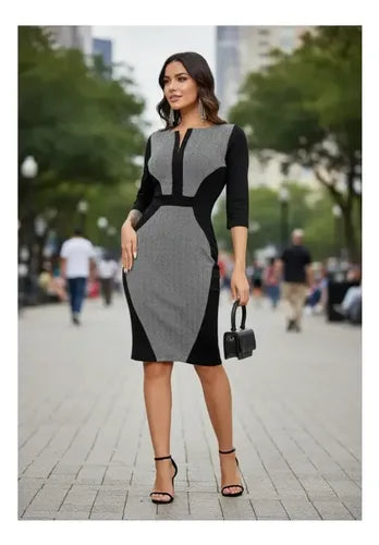 Vestido Formal Oficina Coctel Negro  Va 349