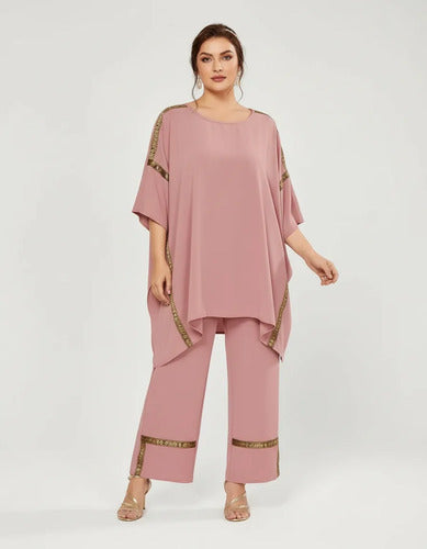 Conjunto Pantalones Blusón De Manga Murciélago Entero Vg 207 Rosa L