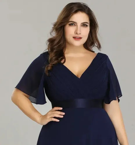 Vestido Fiesta Largo Burdeo Azul Talla Grande 18 20 22 Ep 16