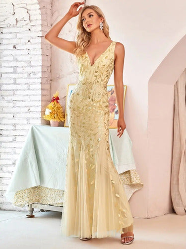 Vestido Fiesta Lentejuela Sirena Tul Ep 143c