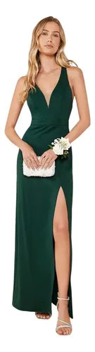 Vestido Largo Fiesta Escote V Mujer Elegante Va 618