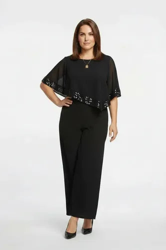 Mono talla grande azul y negro manga murciélago