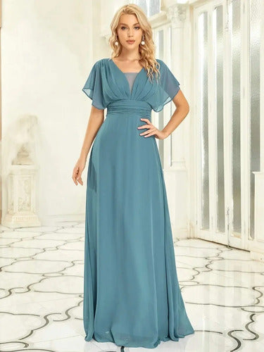 Vestido Fiesta Largo Gasa  Manga  Ep 189c