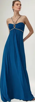 Vestido Fiesta Largo Gala Boda Graduación  Td 06 Azul 36