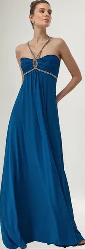 Vestido Fiesta Largo Gala Boda Graduación  Td 06 Azul 36