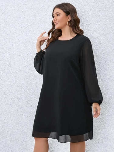 Vestido Fiesta Talla Grande Túnica Manga Larga Vg 129