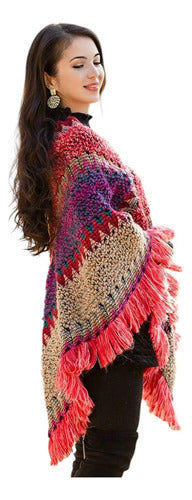 Poncho Tejido Chal De Punto Tapado Mujer