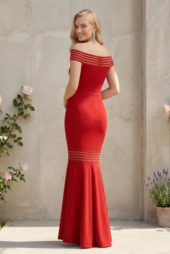 Vestido largo multicolor sirena cuello bote