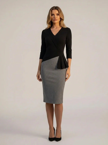 Vestido midi negro formal hombros descubiertos