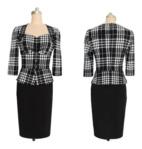 Vestido Para Oficina O Cocktel Formal Ajustado Va 125 Negro Xl