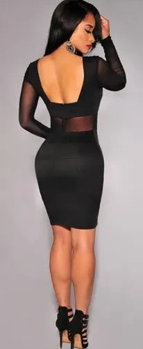 Vestido Negro Ajustado Con Transparencias Vs 09